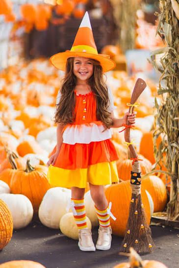 kid in candy corn costume