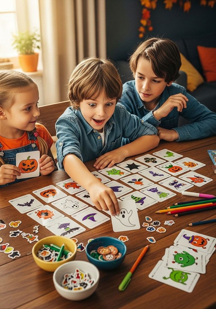 kids playing halloween puzzle game