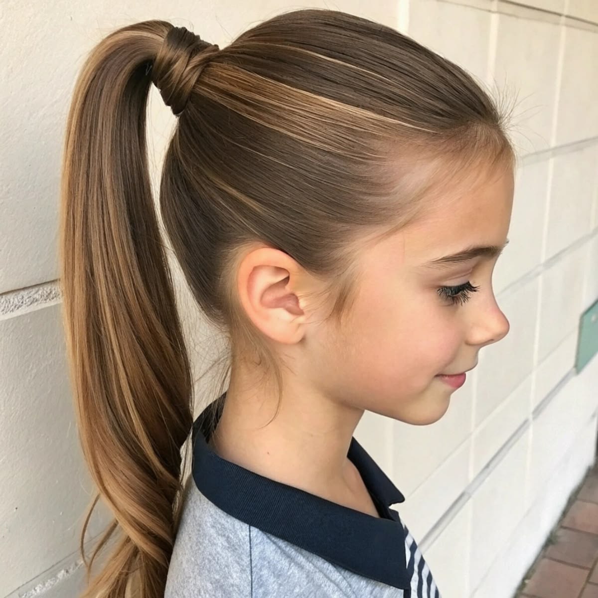 kid with high ponytail