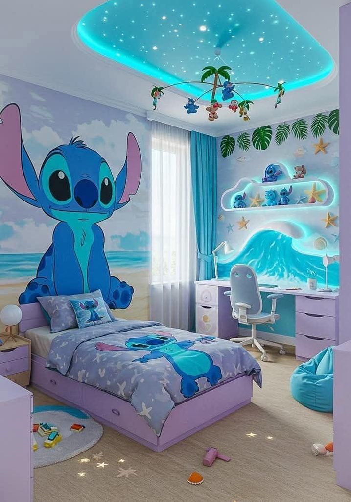 boy kid's blue color room