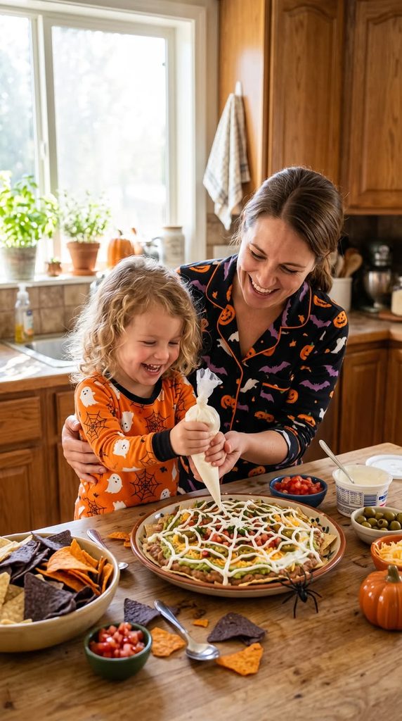 kid baking with mom