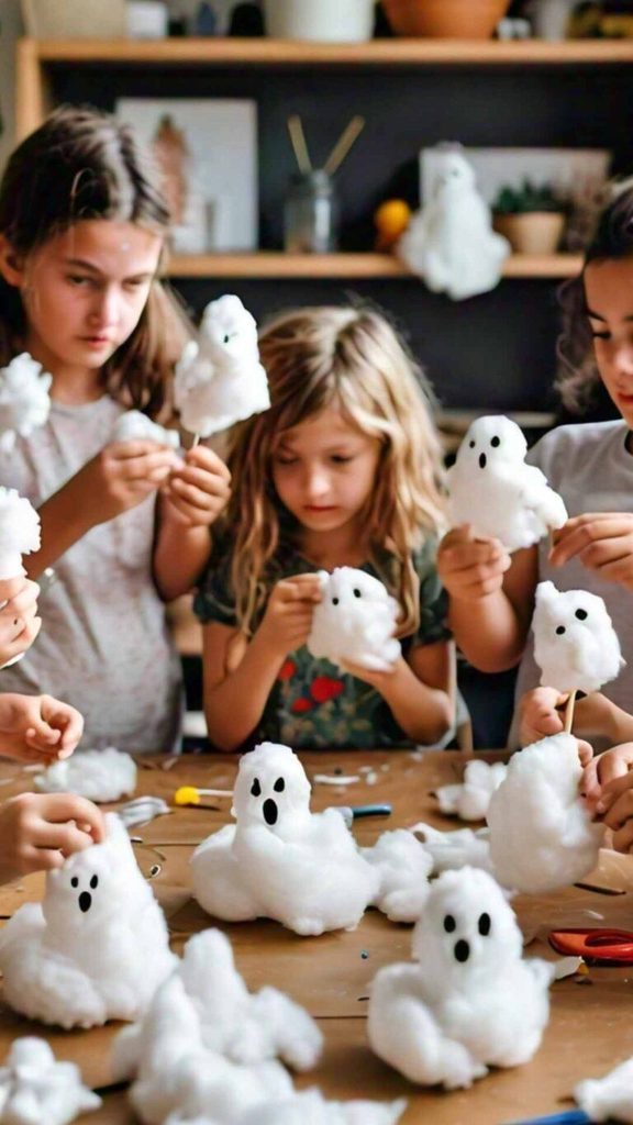 kids crafting ghost