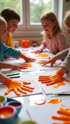 kids crafting for halloween as halloween activity