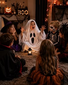 kids telling halloween story