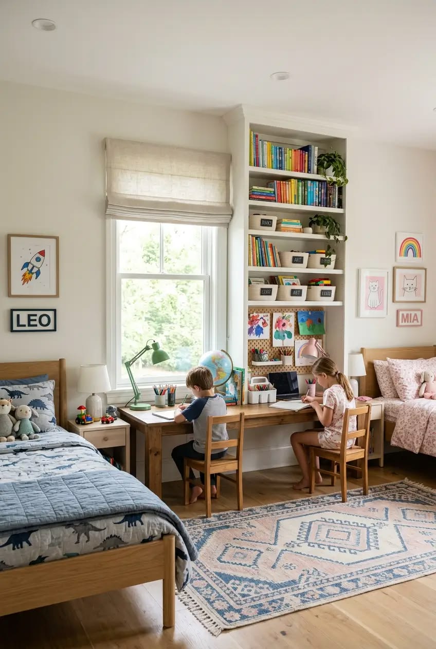 kids studying in their room