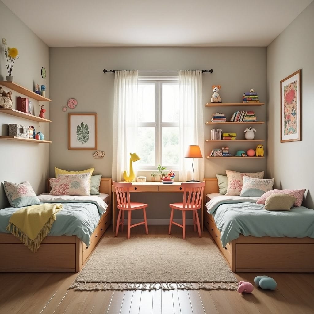 kids room with a study space