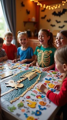 kids setting skeleton