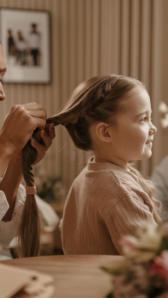 mom making her child's hair