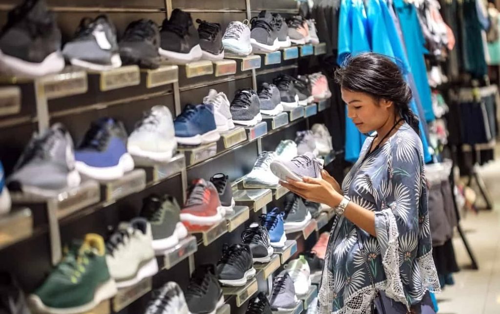 mom shopping footwear