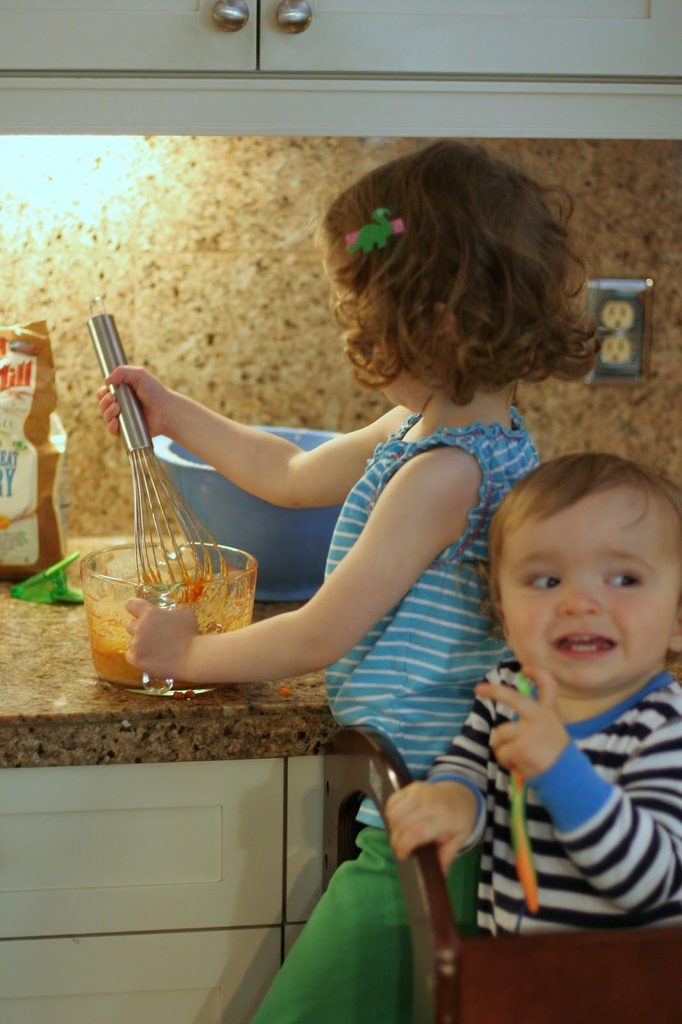 kids baking pumpkin bread