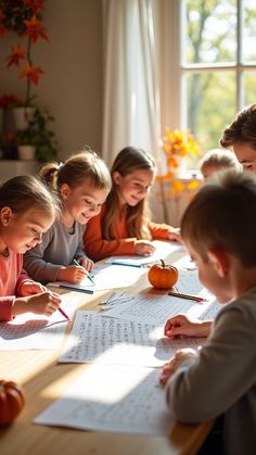 kids writing thanksgiving note