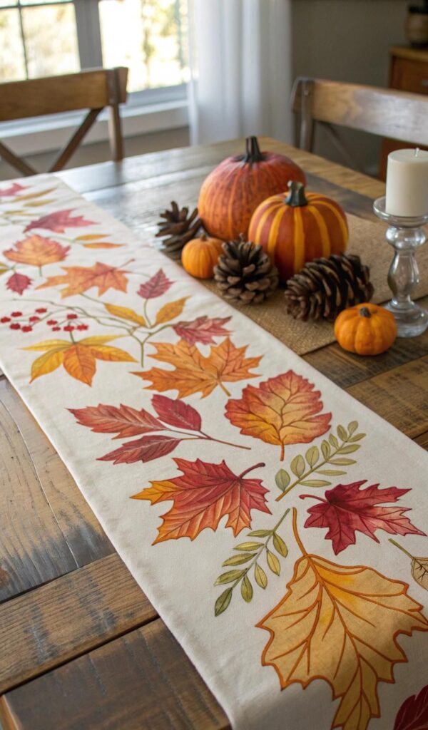 a painted table runner 
