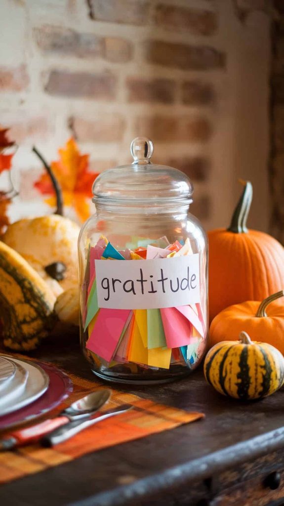 thankful jar craft as one of thanksgiving decor kids can make
