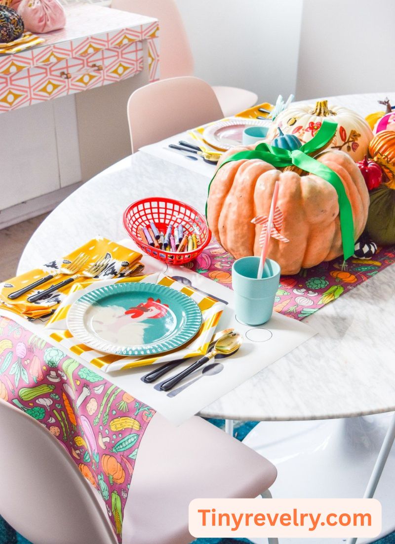 a colorful thanksgiving kids' table
