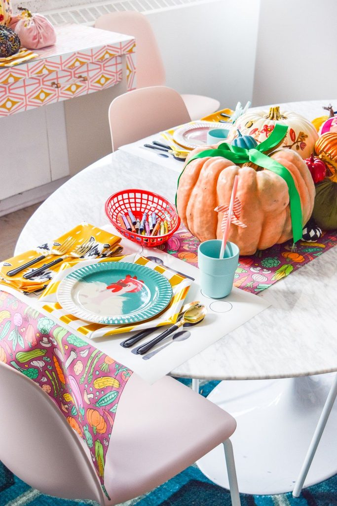 a colorful thanksgiving kids' table