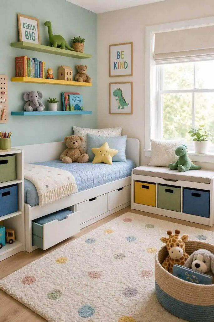 cozy montessori-inspired kids' room