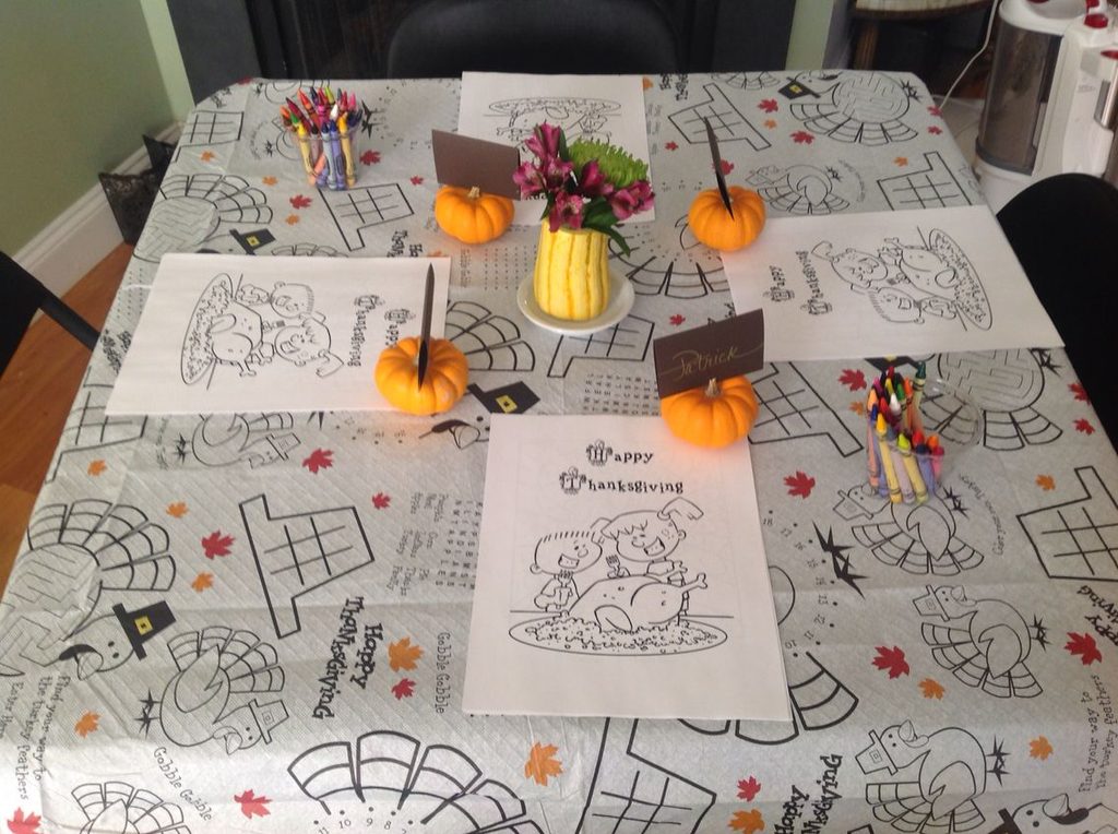 table with a coloring placemat