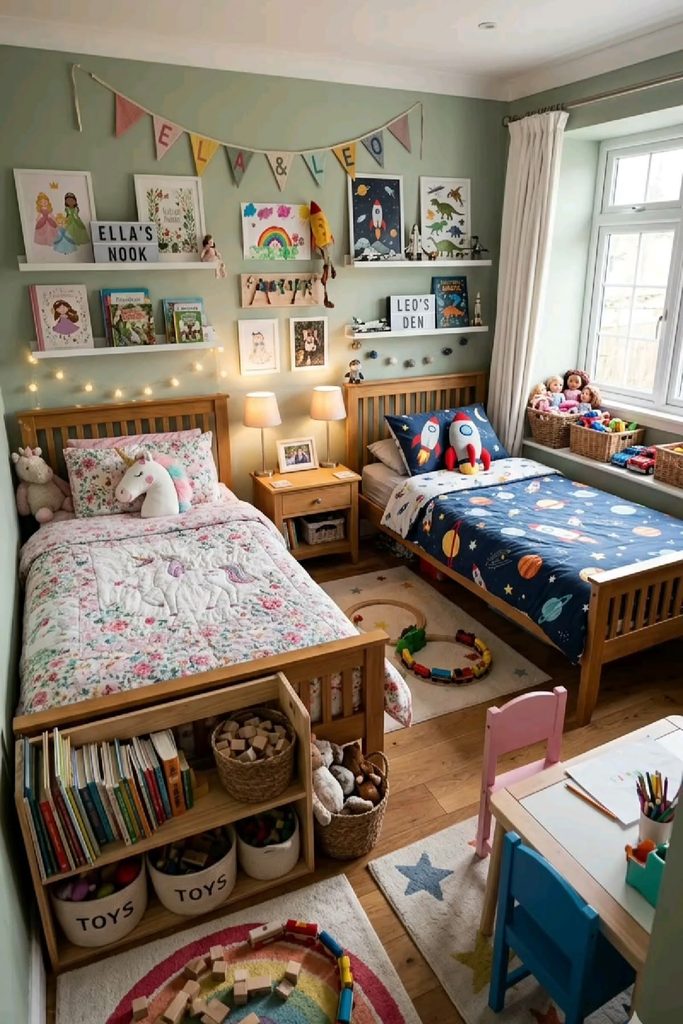 kids bedroom with low storage