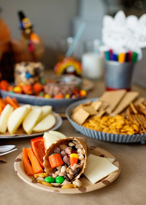 kids table with snacks