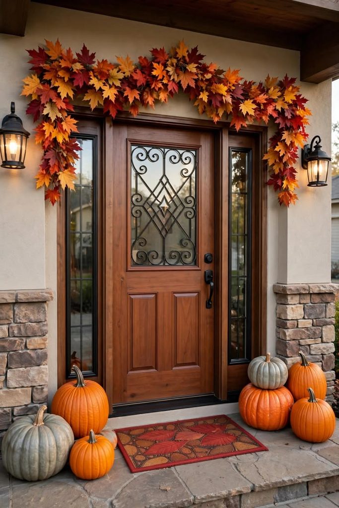 a front door decor as Kid-friendly Thanksgiving decorations